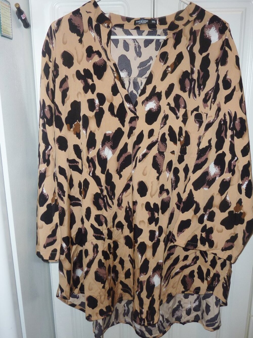 New Shein Leopard Animal Print Tailored V Neck Tunic Size 3X-5X